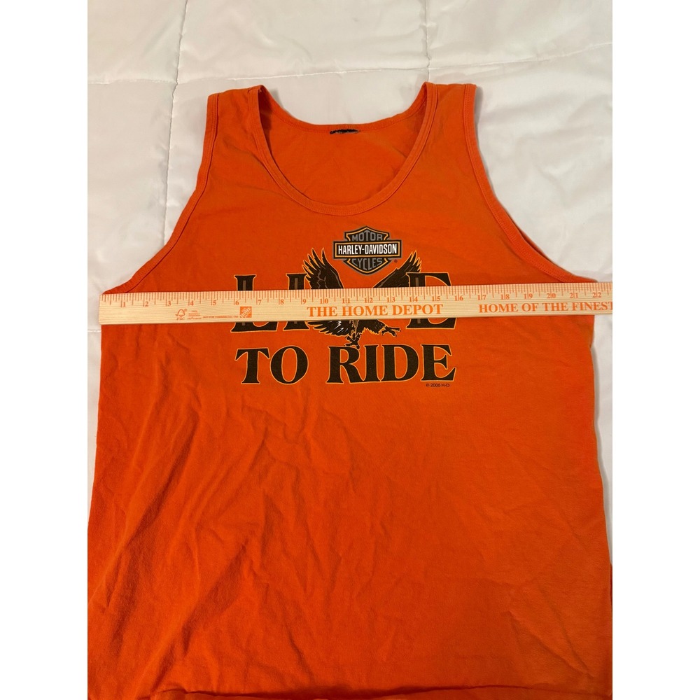 Harley-Davidson Live To Ride Tank Top Mens Orange Gettysburg PA Eagle 2006 - Picture 3 of 6